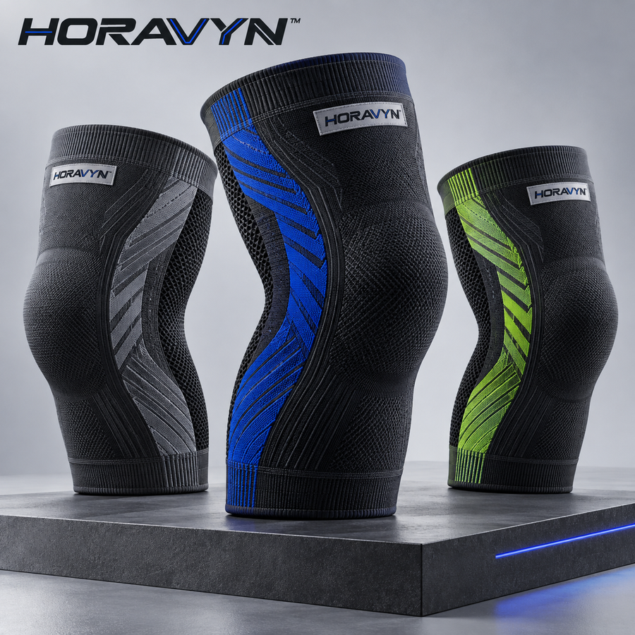 HORAVYN™ AXEN Compression Knee Sleeve — Flexible Knit Knee Support for Gym Workouts, Strength Training & Everyday Activity, Single Sleeve