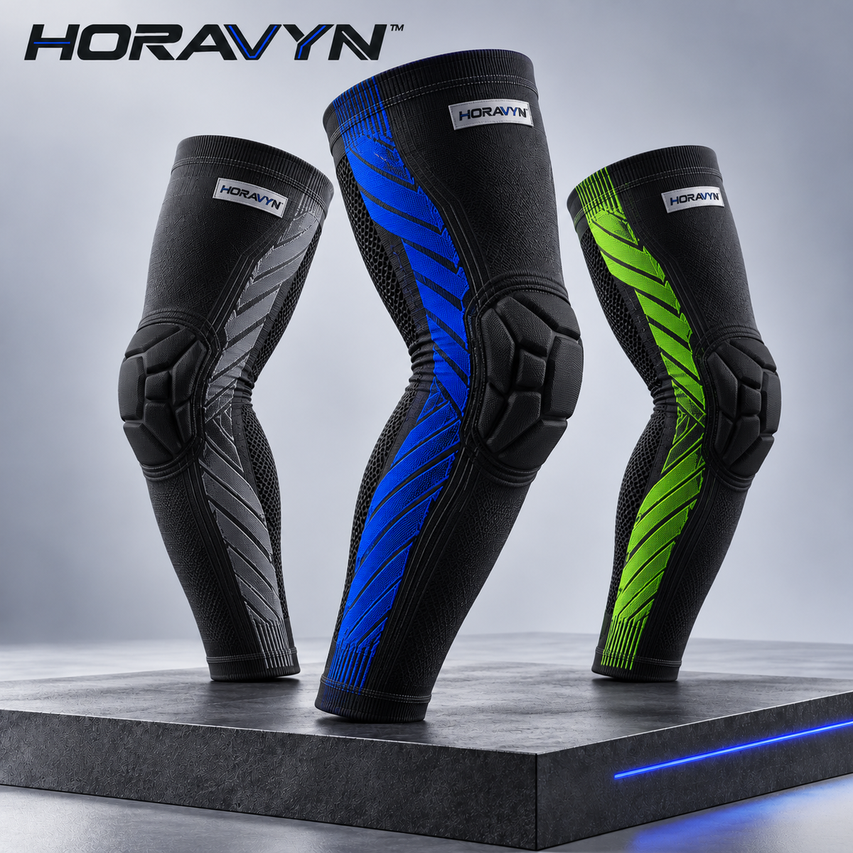 HORAVYN™ ROVIK Padded Basketball Arm Sleeve — Full-Length Stretch Shooting Sleeve with Segmented Elbow Padding, Single Sleeve