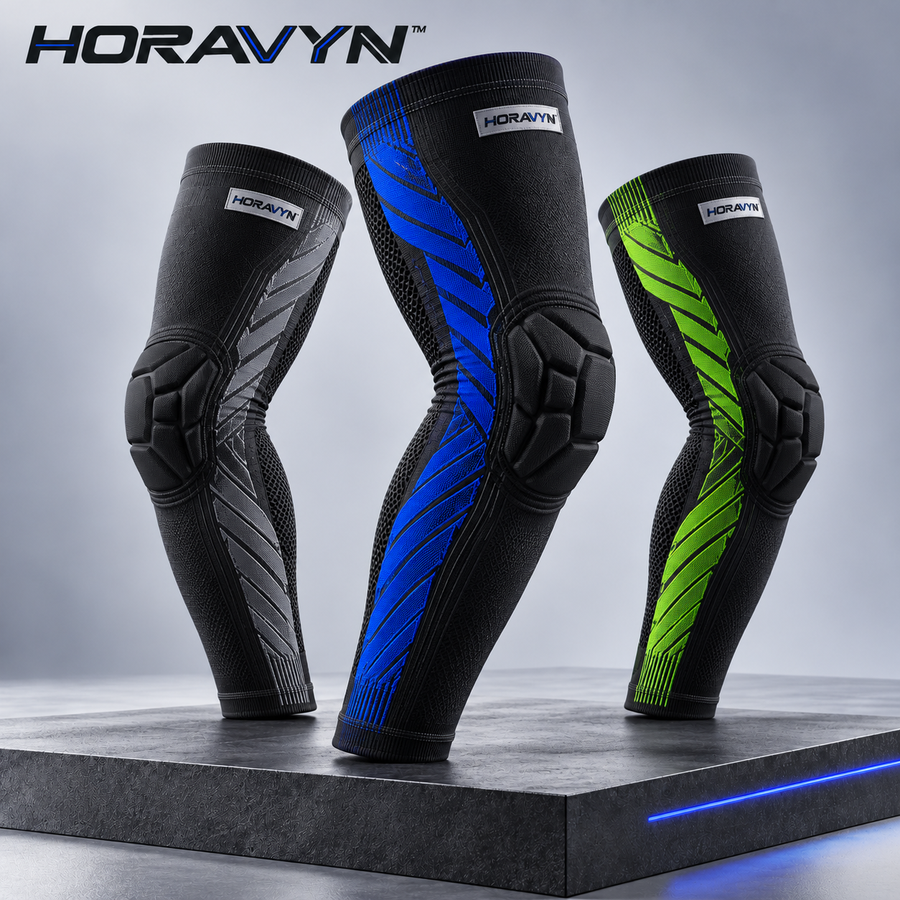 HORAVYN™ ROVIK Padded Basketball Arm Sleeve — Full-Length Stretch Shooting Sleeve with Segmented Elbow Padding, Single Sleeve