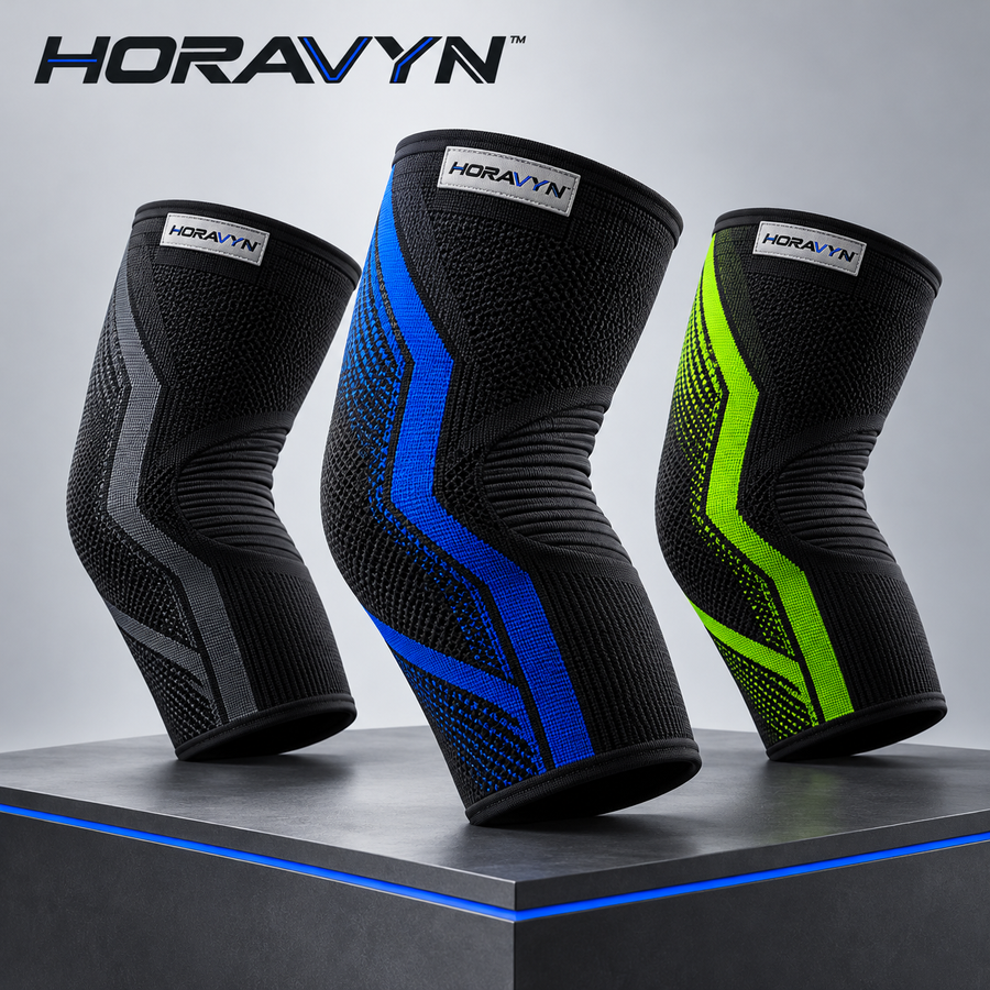 HORAVYN™ KORVEN Compression Elbow Sleeve — Contoured Knit Elbow Support for Gym Training, Recreational Sports & Everyday Movement, Single Sleeve