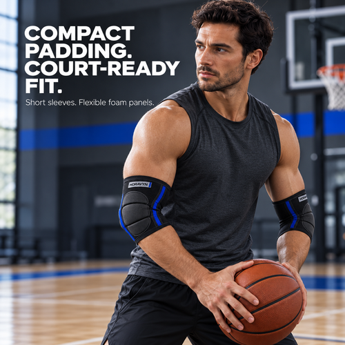 HORAVYN™ ARVON Padded Elbow Sleeves — Flexible Foam Elbow Pads for Adult Volleyball & Indoor Court Practice, Pair