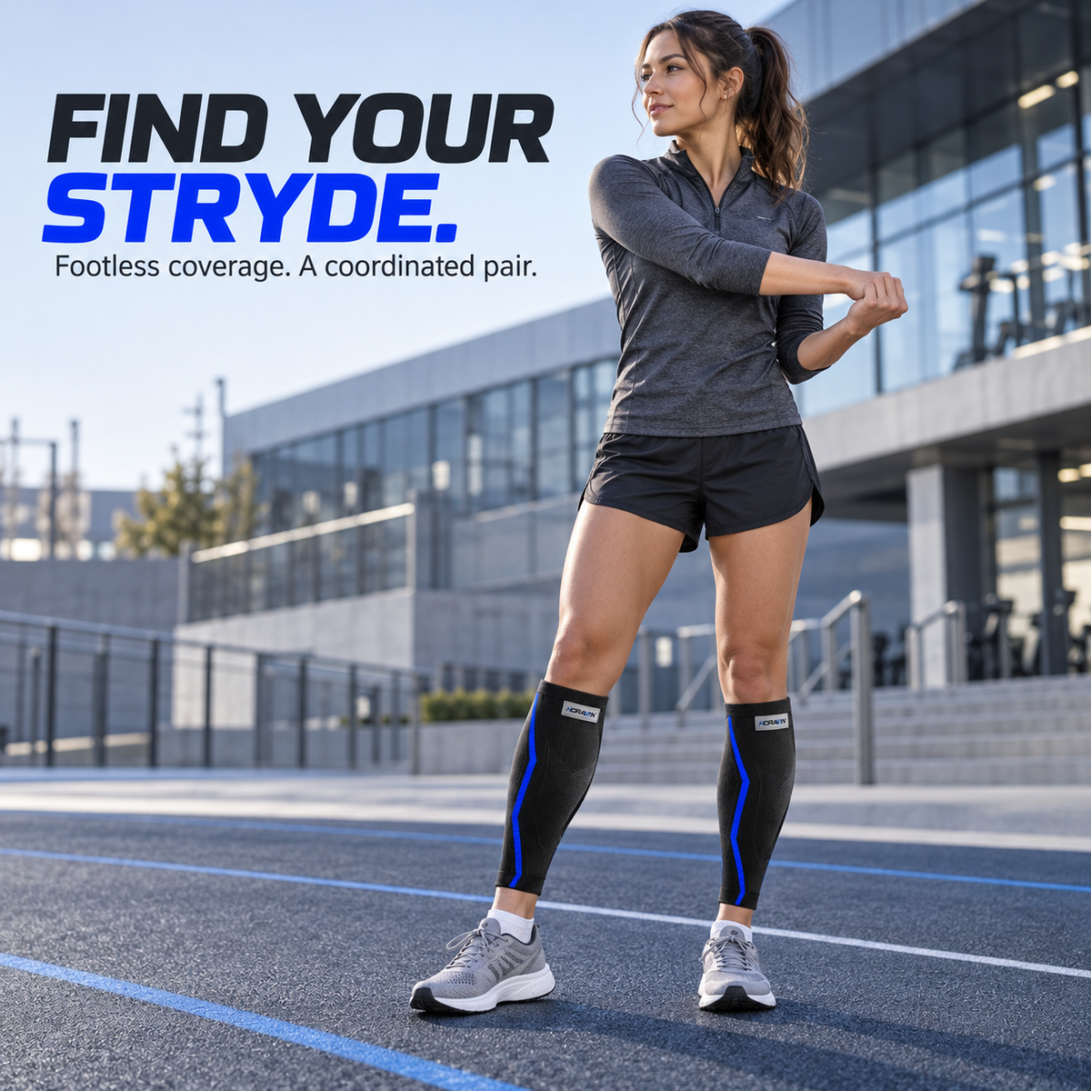 HORAVYN™ STRYDE Calf Compression Sleeves — Footless Knit Lower-Leg Sleeves for Walking, Running Warm-Ups & Gym Training, Pair